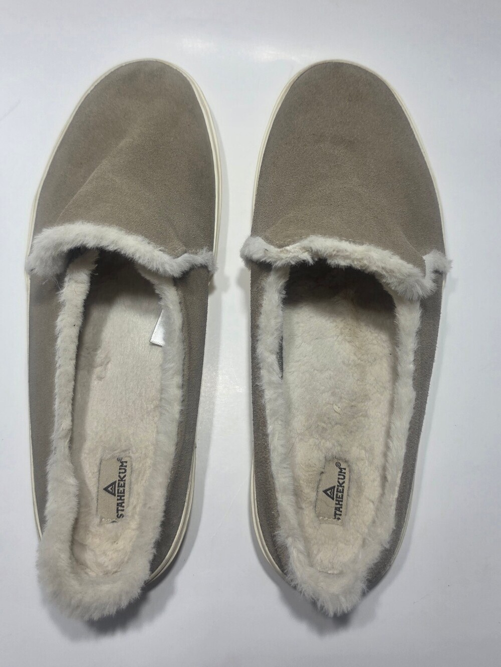 STAHEEKUM Women's Faux Fur Lined Slip-On Slippers Gray Size 9 Casual Comfort